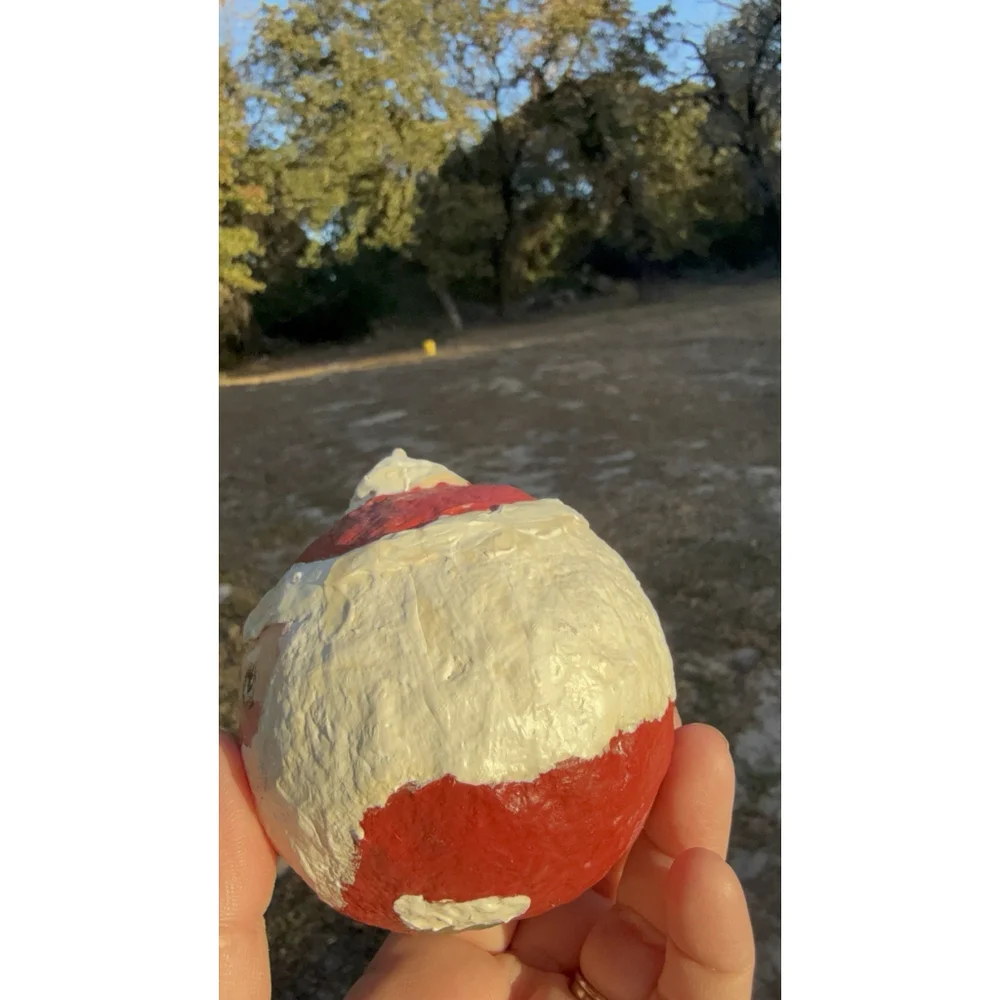 Hand Painted Paper Mache Santa Claus Head Christmas Ornament 3”